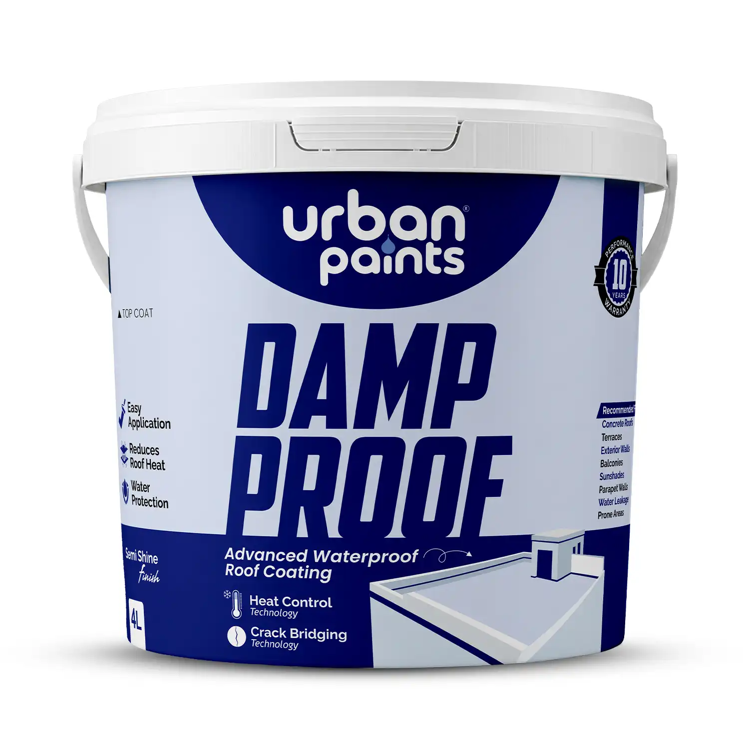 Urban Paints Damp Proof Advanced Waterproof Roof Coating for Terraces, Concrete Roofs & Parapet Walls